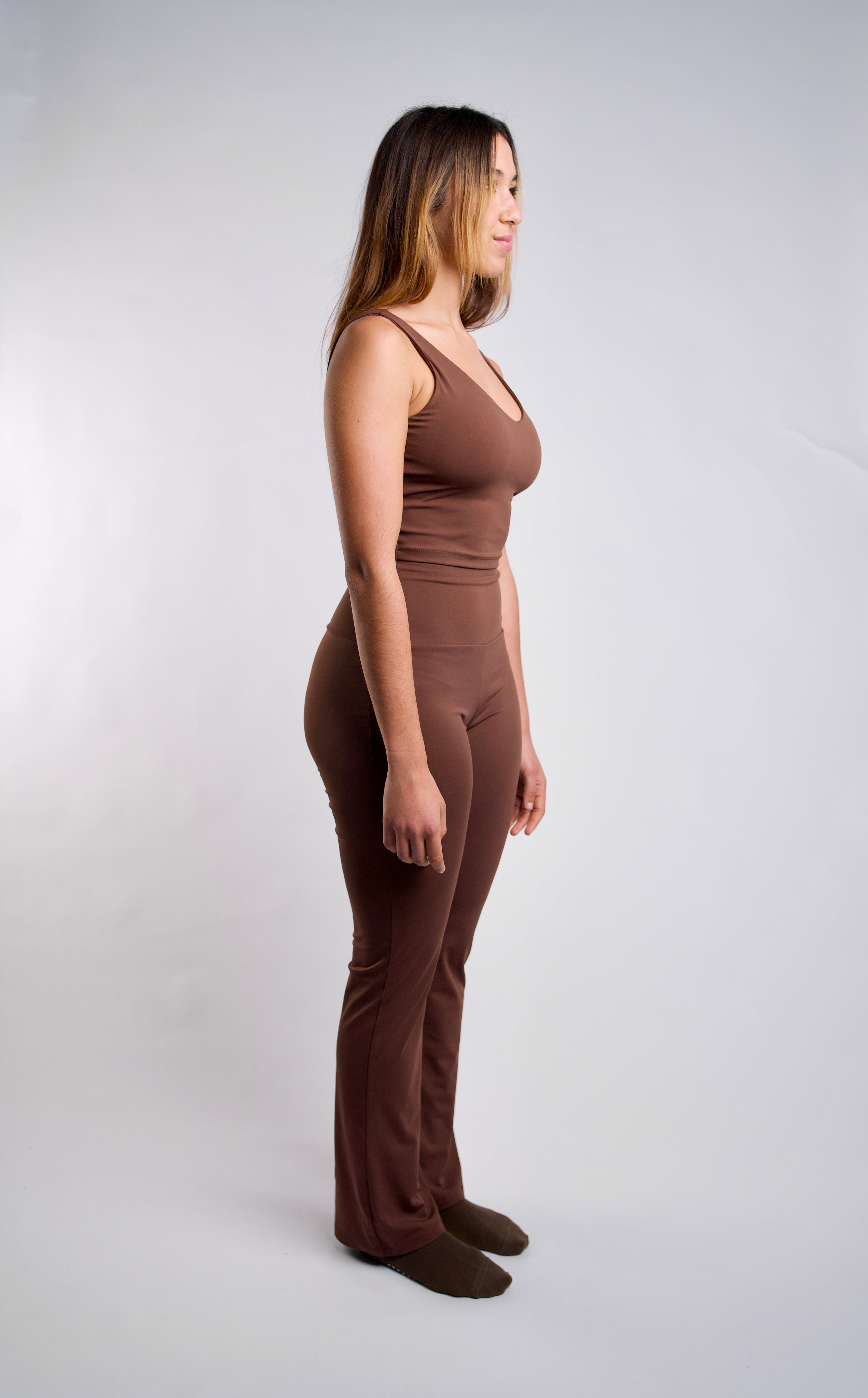 Pantalon flare high rise Marron