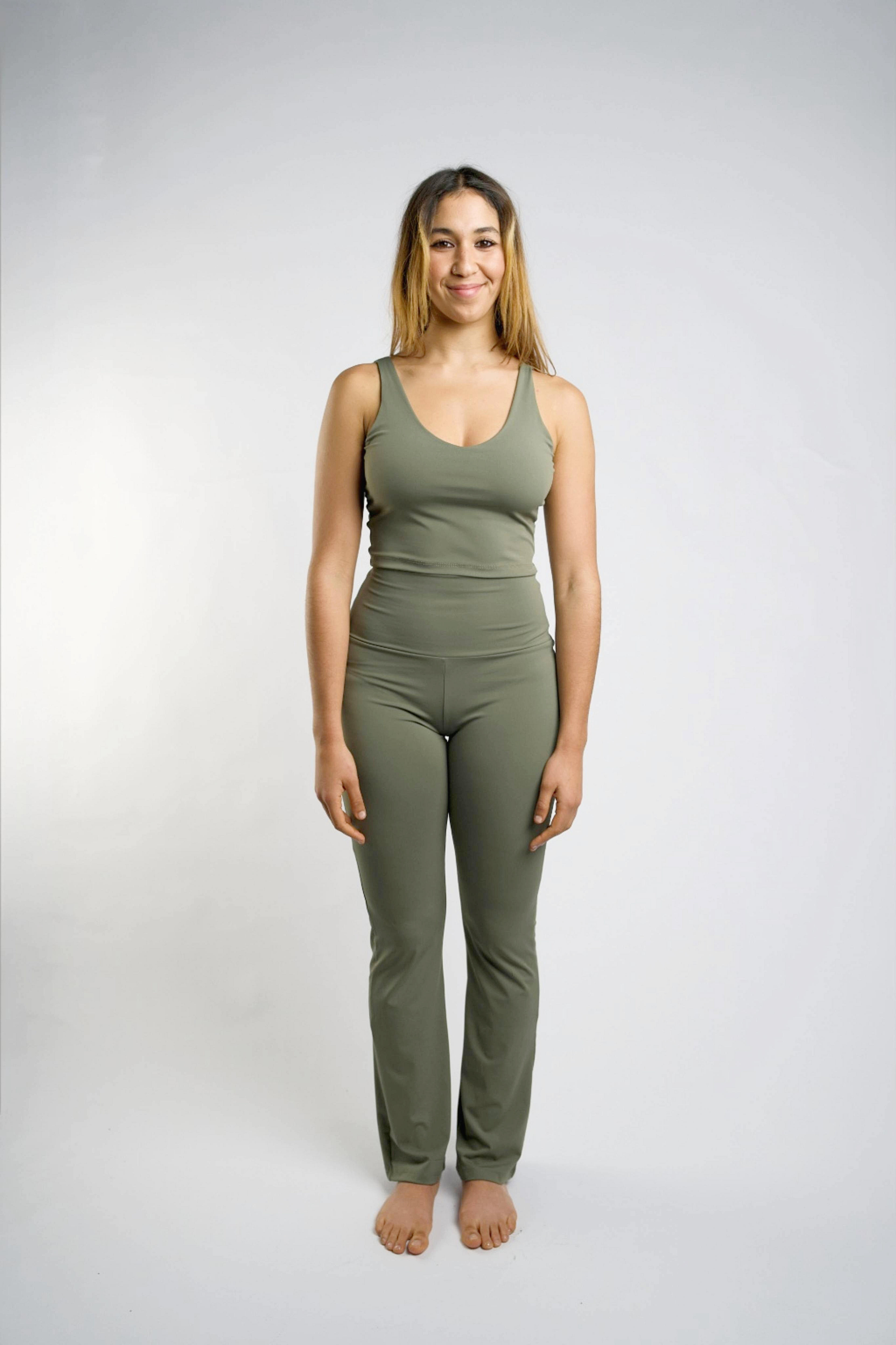 Pantalon flare high rise Vert