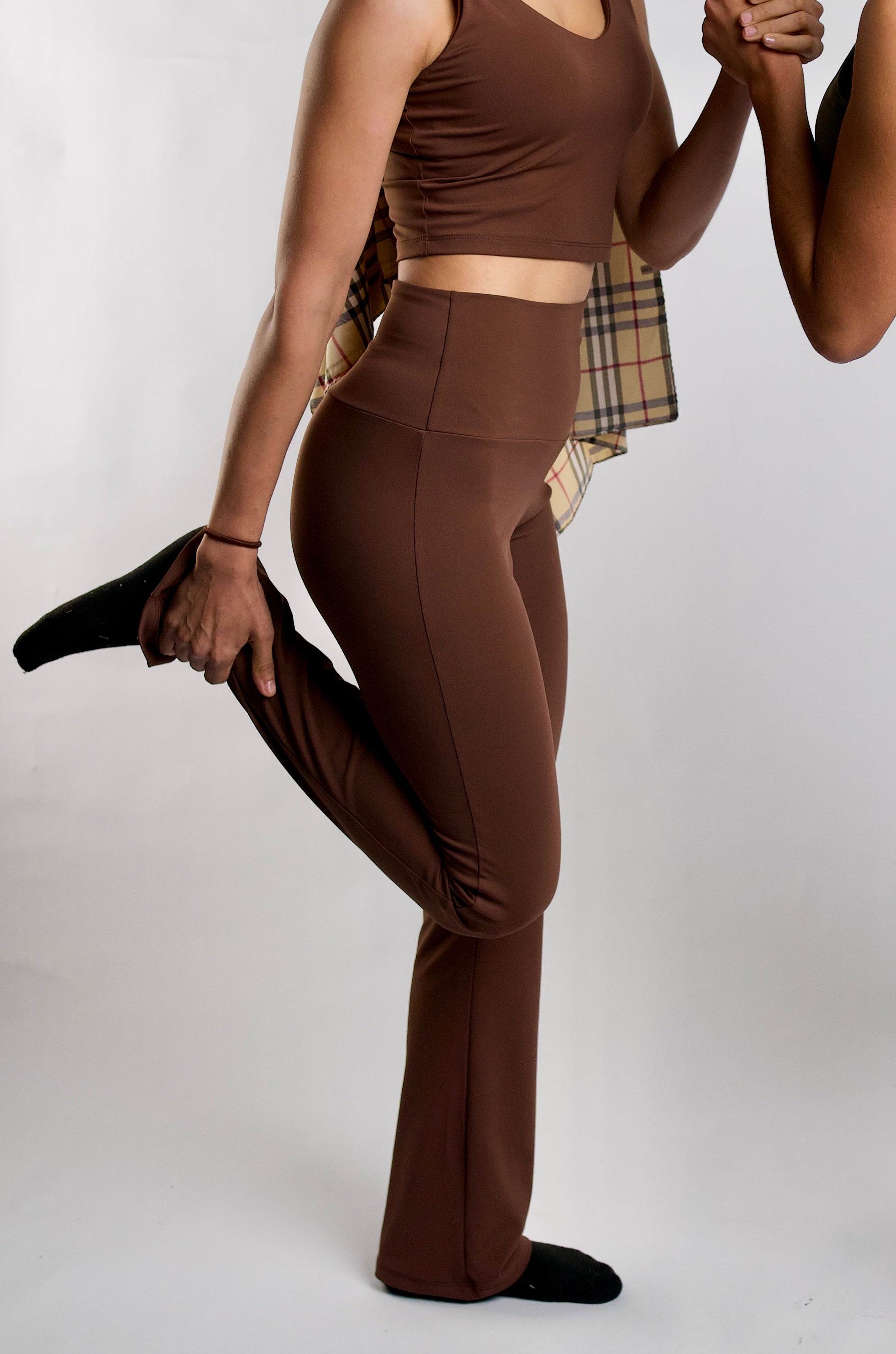 Pantalon flare high rise Marron