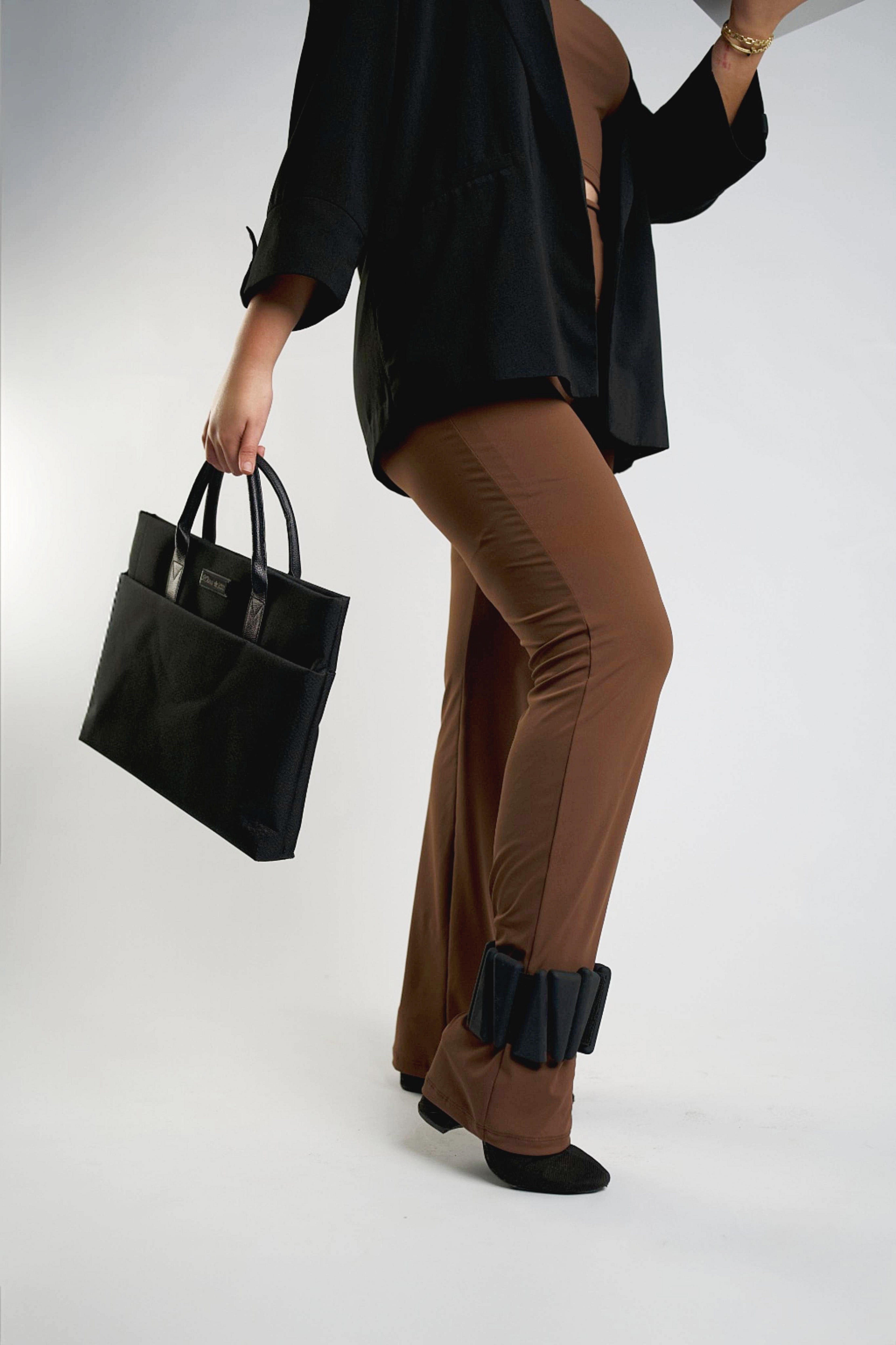 Pantalon flare high rise Marron